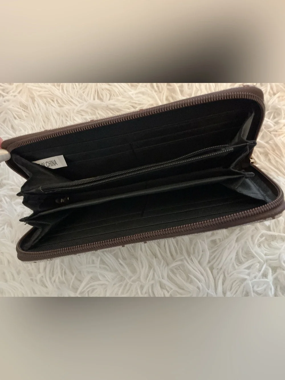 Vintage Baby Phat Y2K Monogram Cat Logo Zip Around Wristlet Wallet McBling